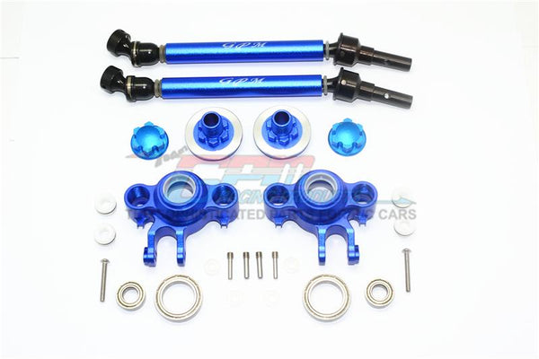 Traxxas E-Revo Brushless (56087-1) Aluminum Upgrade Set (CVD, Front/Rear Knuckle Arms, Wheel Hex Claw + Wheel Lock) - 6Pc Set Blue
