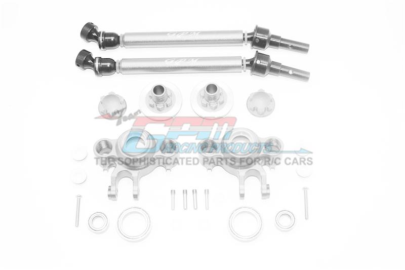 Traxxas E-Revo Brushless (56087-1) Aluminum Upgrade Set (CVD, Front/Rear Knuckle Arms, Wheel Hex Claw + Wheel Lock) - 6Pc Set Silver