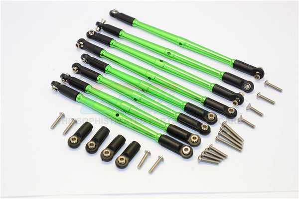 Traxxas E-Revo Brushless / Summit / Revo / Revo 3.3 Aluminum Anti-Clockwise Thread Steering Tie Rod - 8Pcs Set Green