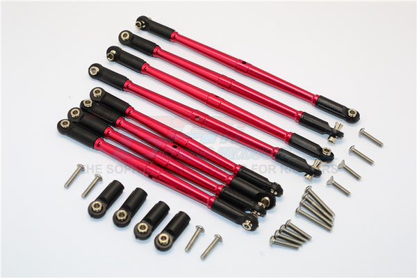 Traxxas E-Revo Brushless / Summit / Revo / Revo 3.3 Aluminum Anti-Clockwise Thread Steering Tie Rod - 8Pcs Set Red