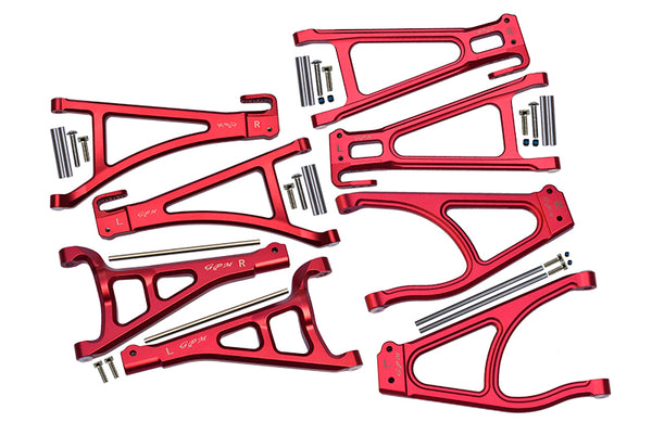 Traxxas E-Revo 2.0 VXL Brushless (86086-4) Aluminum Full Suspension Arm Set (Front+Rear & Upper+Lower) - 8Pc Set Red