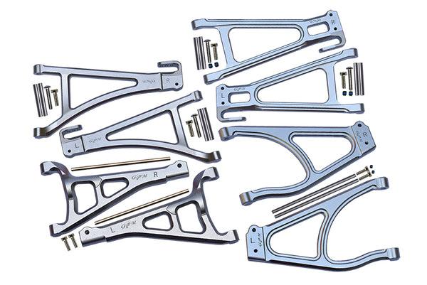 Traxxas E-Revo 2.0 VXL Brushless (86086-4) Aluminum Full Suspension Arm Set (Front+Rear & Upper+Lower) - 8Pc Set Silver