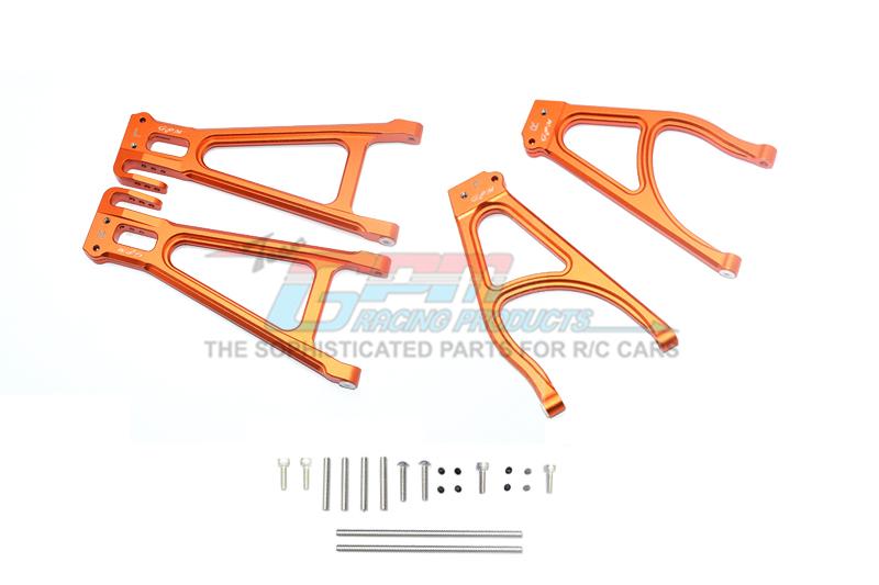 Traxxas E-Revo 2.0 VXL Brushless (86086-4) Aluminum Rear Suspension Arm Set (Upper+Lower) - 4Pc Set Orange