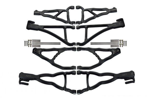 Traxxas E-Revo Brushless Edition Aluminum Front+Rear Upper & Lower Suspension Arm - 8Pcs Set Black