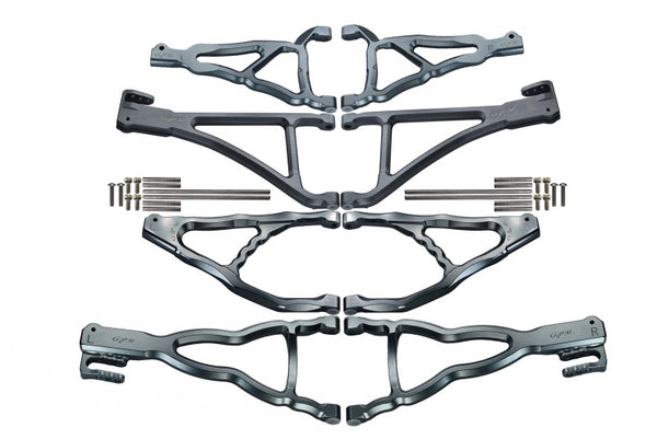 Traxxas E-Revo Brushless Edition Aluminum Front+Rear Upper & Lower Suspension Arm - 8Pcs Set Gray Silver