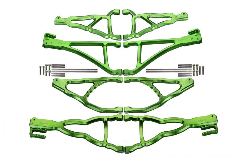 Traxxas E-Revo Brushless Edition Aluminum Front+Rear Upper & Lower Suspension Arm - 8Pcs Set Green