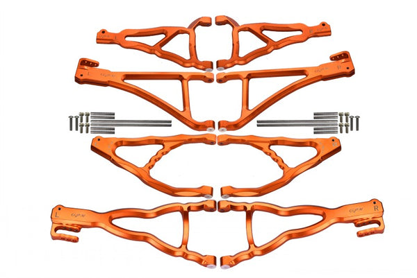 Traxxas E-Revo Brushless Edition Aluminum Front+Rear Upper & Lower Suspension Arm - 8Pcs Set Orange