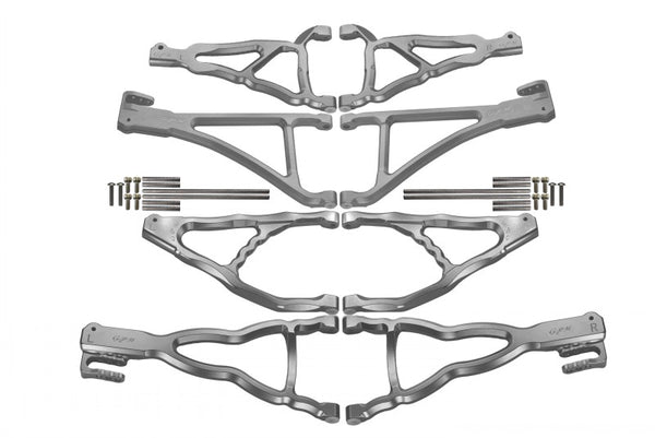 Traxxas E-Revo Brushless Edition Aluminum Front+Rear Upper & Lower Suspension Arm - 8Pcs Set Silver