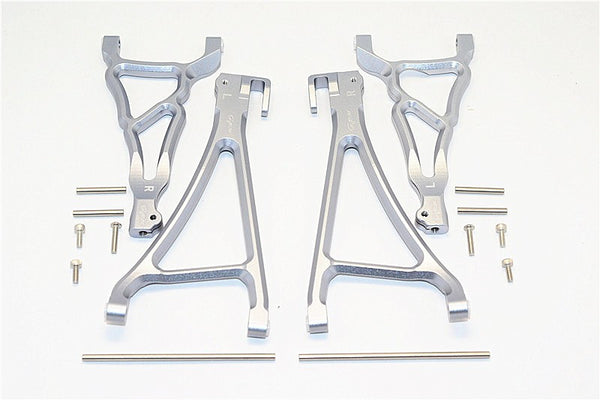 Traxxas E-Revo Brushless Edition Aluminum Front Upper & Lower Suspension Arm - 4Pcs Set Gray Silver