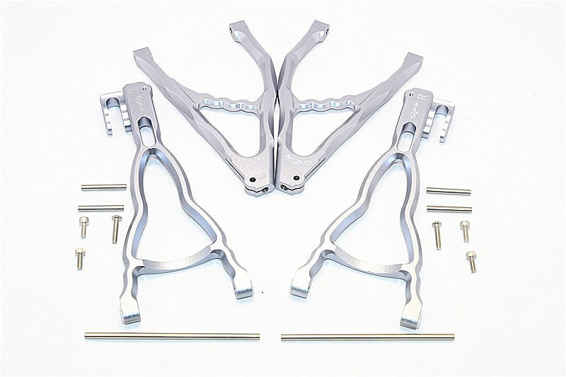 Traxxas E-Revo Brushless Edition Aluminum Rear Upper & Lower Suspension Arm - 4Pcs Set Gray Silver