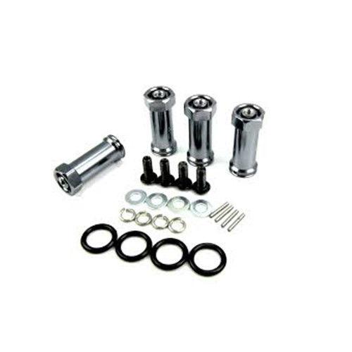 Traxxas 1/16 Mini E-Revo, Mini Slash, Mini Summit Aluminum Hex Adapters (+20mm) - 4Pc Set Gray Silver