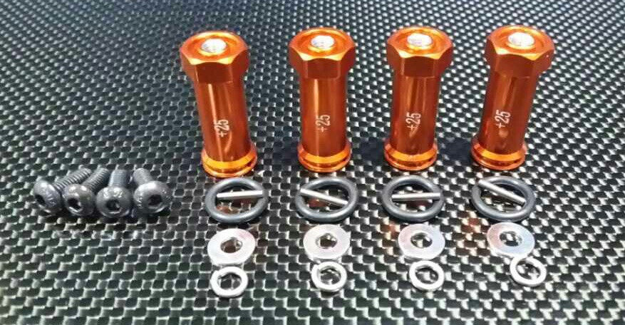 Traxxas 1/16 Mini E-Revo, Mini Slash, Mini Summit Aluminum Hex Adaptor (+25mm) - 4 Pcs Set Orange