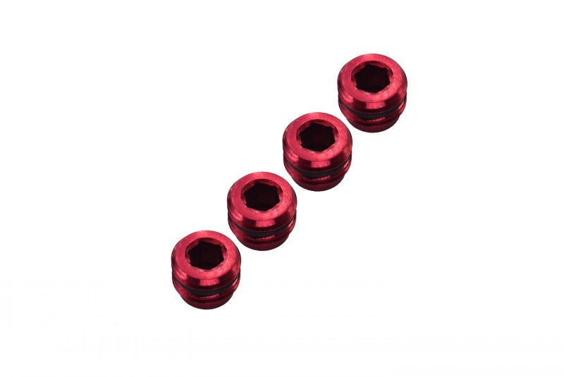 Traxxas 1/16 Mini E-Revo, Mini Slash, Mini Summit Aluminum Collars With Sealing Rubber Washers For GPM #ERV021 - 4Pcs Set Red