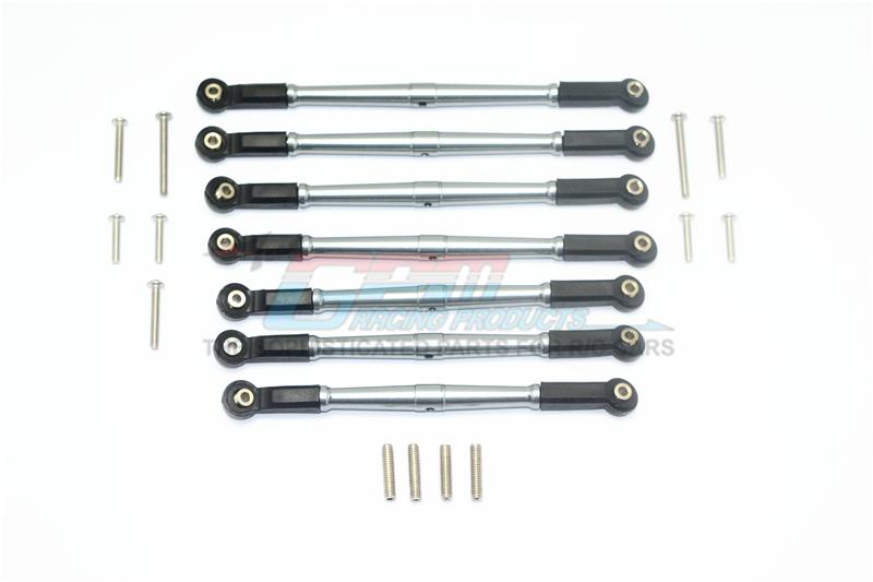 Element Enduro Sendero Trail Truck Upgrade Parts Aluminum Adjustable Upper & Lower Suspension Links - 7Pc Set Gray Silver