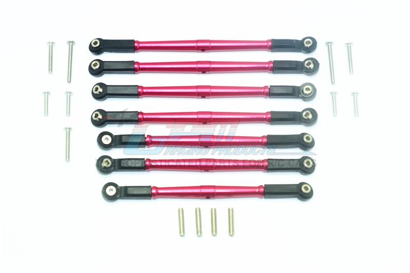 Element Enduro Sendero Trail Truck Upgrade Parts Aluminum Adjustable Upper & Lower Suspension Links - 7Pc Set Red