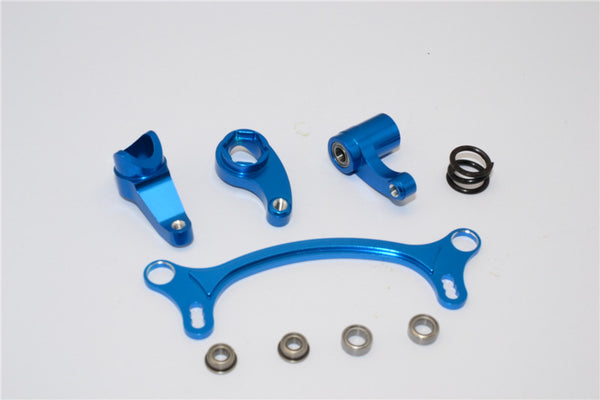 Axial EXO Aluminum Steering Assembly - 4Pcs Set Blue