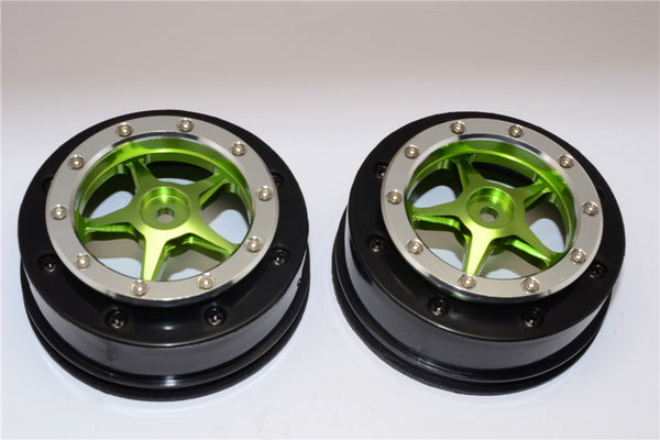 Axial EXO & SCX10 Nylon Front Rims Frame With Aluminum 5 Star Beadlock Rims - 1Pr Set Green