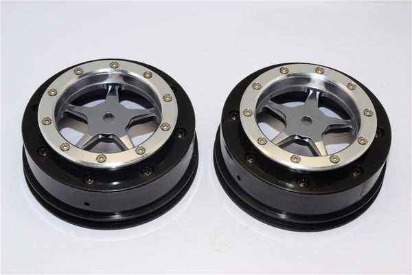 Axial EXO & SCX10 Nylon Front Rims Frame With Aluminum 5 Star Beadlock Rims - 1Pr Set Gray Silver