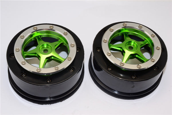 Axial EXO & SCX10 Nylon Rear Rims Frame With Aluminum 5 Star Beadlock Rims - 1Pr Set Green