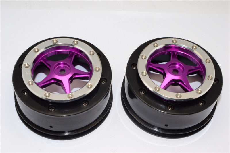 Axial EXO & SCX10 Nylon Rear Rims Frame With Aluminum 5 Star Beadlock Rims - 1Pr Set Purple