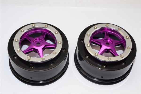 Axial EXO & SCX10 Nylon Rear Rims Frame With Aluminum 5 Star Beadlock Rims - 1Pr Set Purple