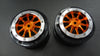 Axial EXO & SCX10 Nylon Front Rims Frame With Aluminum 10 Poles Beadlock Rims - 1Pr Set Orange+Silver
