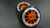 Axial EXO & SCX10 Nylon Front Rims Frame With Aluminum 10 Poles Beadlock Rims - 1Pr Set Orange+Silver