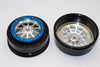 Axial EXO & SCX10 Nylon Front Rims Frame With Aluminum 10 Poles Beadlock Rims - 1Pr Set Silver
