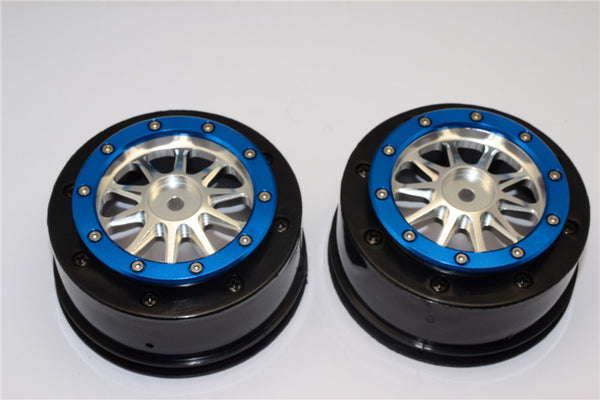 Axial EXO & SCX10 Nylon Rear Rims Frame With Aluminum 10 Poles Beadlock Rims - 1Pr Set Silver