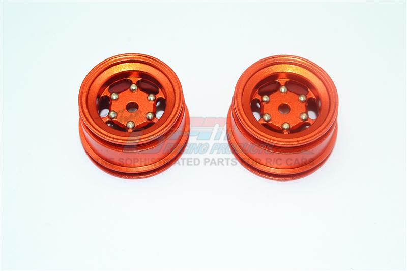 X-Rider 1/8 Flamingo RC Tricycle Aluminum +2mm 6 Lug Rear Rim - 2Pc Set Orange
