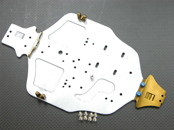 Kyosho Mini Inferno Fibre Main Chassis With Aluminum Mounts & Screws - 1 Set Silver