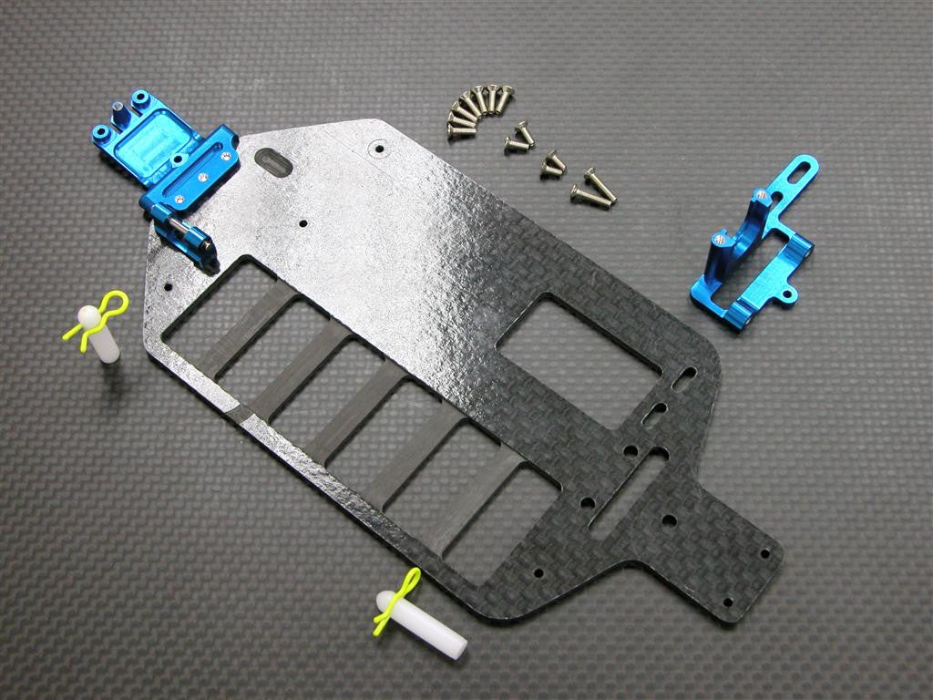 Team Associated RC18T Graphite Main Chassis With Screws & E-Clips - 1Pc Set Economy Version Blue