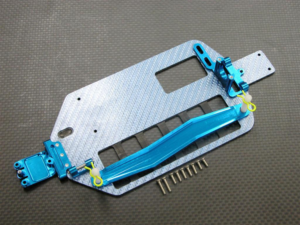 Team Associated RC18T Graphite Full Set Chassis With Aluminum Mounts & Strap Battery Plate & Screws - 1 Set (Multiple Colors) Blue