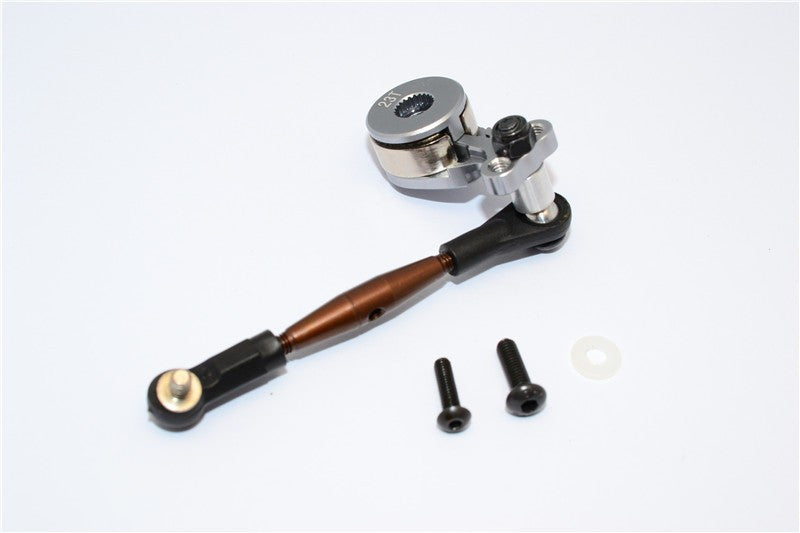 Tamiya GF01 Aluminum Hi-Torque Servo Saver 23T With Steel Tie Rod - 1 Set Gray Silver