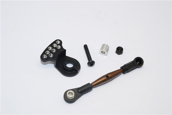 Tamiya GF01 Spring Steel Modified Anti-Thread Steering Tie Rod With Servo Horn - 2Pcs Set Black