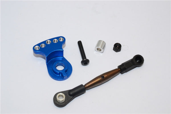 Tamiya GF01 Spring Steel Modified Anti-Thread Steering Tie Rod With Servo Horn - 2Pcs Set Blue