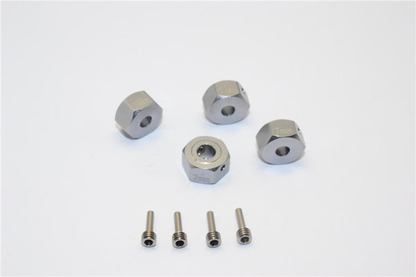 Gmade Crawler R1 Rock Buggy & GS01 Sawback Aluminum Hex Adapter (12mmx7mm) - 4Pcs Set Gray Silver