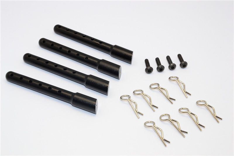 Gmade Crawler R1 Rock Buggy Aluminum Front + Rear Body Post With Clips - 1 Set Black
