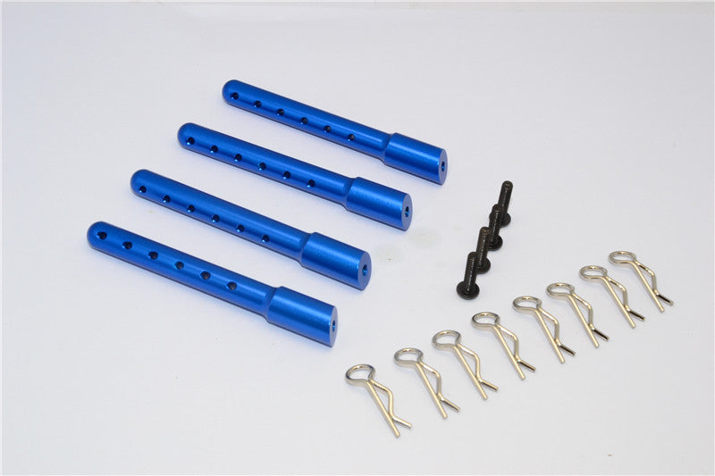 Gmade Crawler R1 Rock Buggy Aluminum Front + Rear Body Post With Clips - 1 Set Blue
