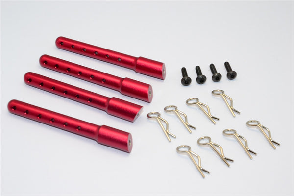 Gmade Crawler R1 Rock Buggy Aluminum Front + Rear Body Post With Clips - 1 Set Red