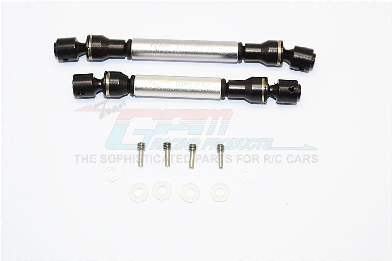 Gmade Crawler R1 Rock Buggy Steel+Aluminum Front & Rear Main Drive Shaft (F:122mm-132mm, R:105mm-115mm) - 2Pcs Set Gray Silver