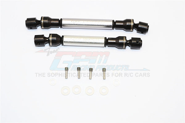 Gmade Crawler R1 Rock Buggy Steel+Aluminum Front & Rear Main Drive Shaft (F:122mm-132mm, R:105mm-115mm) - 2Pcs Set Gray Silver