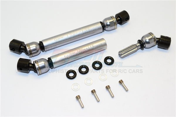 Gmade Crawler R1 Rock Buggy Steel+Aluminum Front & Rear Main Drive Shaft (F:122mm-132mm, R:105mm-115mm) - 2Pcs Set Gray Silver
