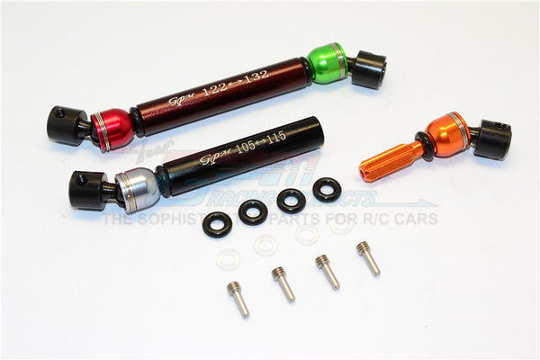 Gmade Crawler R1 Rock Buggy Steel+Aluminum Front & Rear Main Drive Shaft (F:122mm-132mm, R:105mm-115mm) - 2Pcs Set Custom Colors