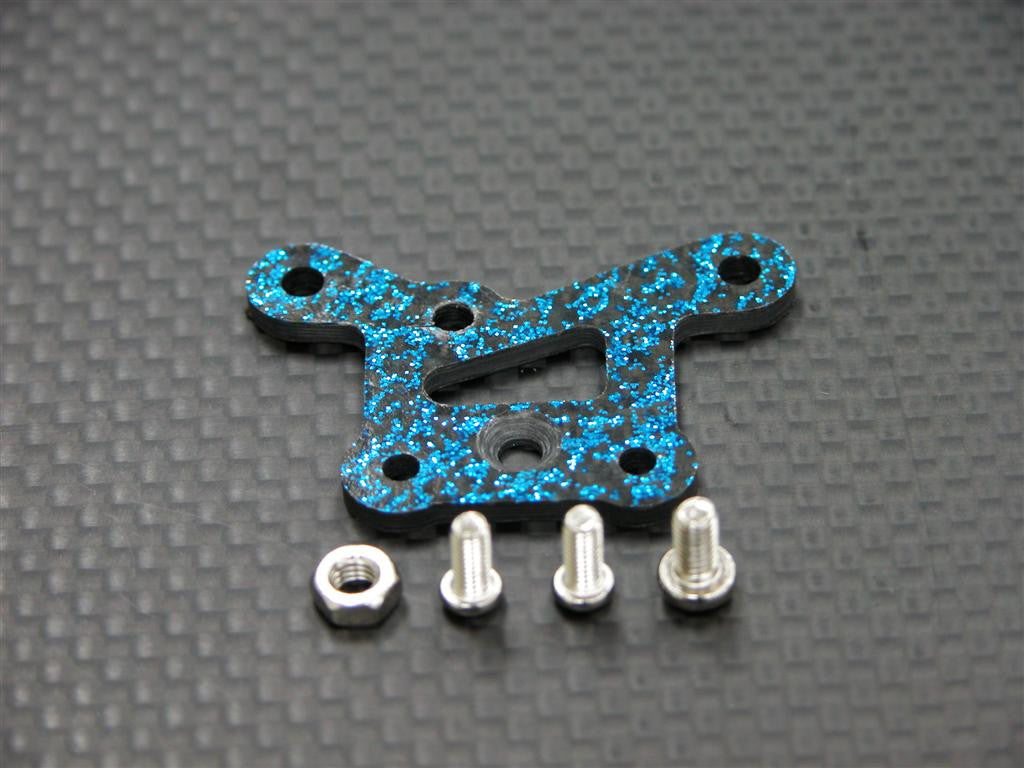 Kyosho Mini Inferno Graphite Linkage Plate Of Front Gear Box & Steering Plate With Screws & 3Mm Lock Nut - 1Pc Set Blue Graphite