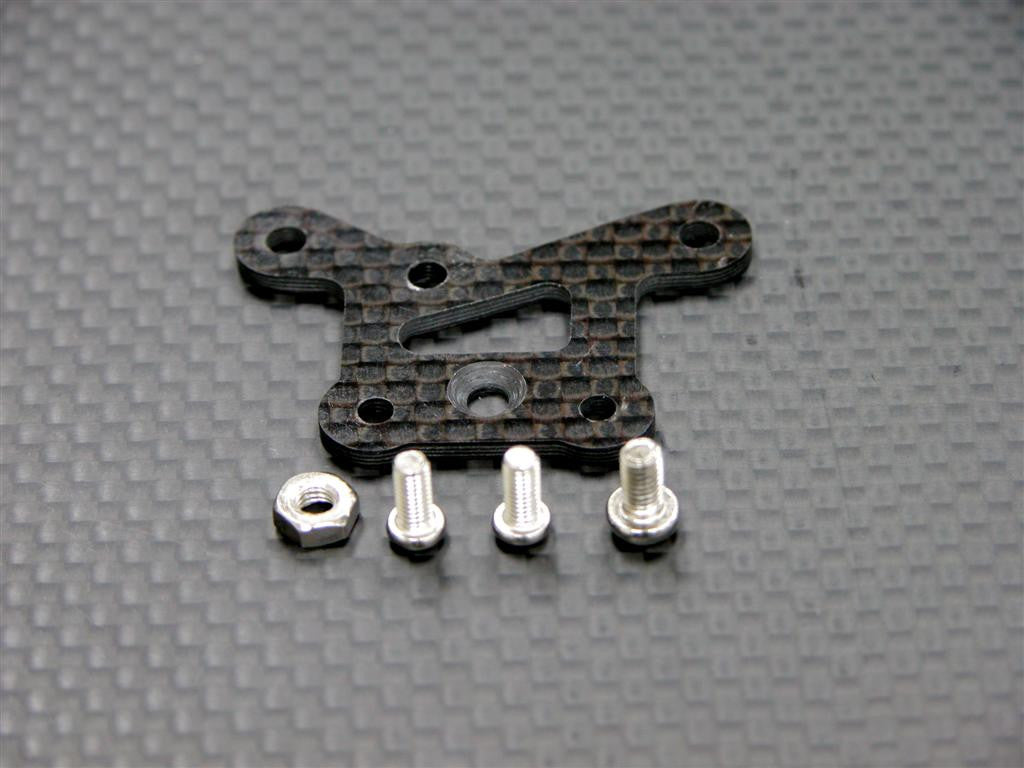 Kyosho Mini Inferno Graphite Linkage Plate Of Front Gear Box & Steering Plate With Screws & 3Mm Lock Nut - 1Pc Set Black