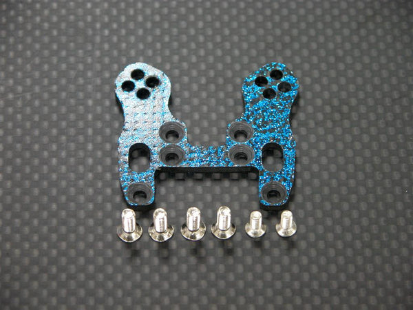 Kyosho Mini Inferno Graphite Front Damper Plate With Screws - 1Pc Set Blue Graphite