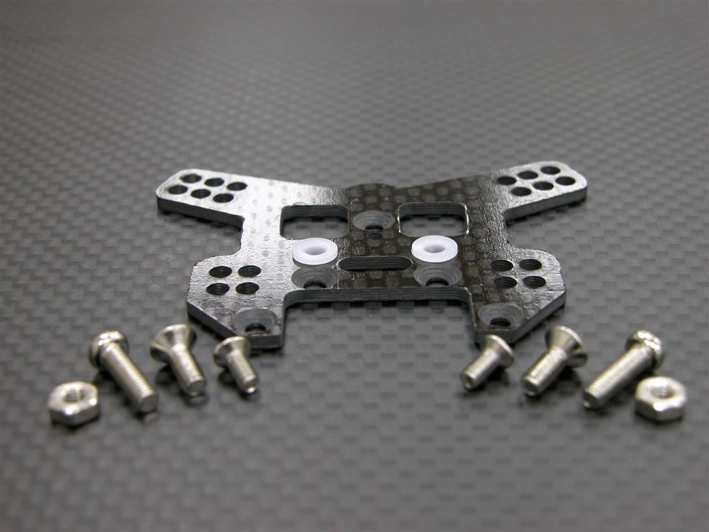 Kyosho Mini Inferno Graphite Rear Damper Plate With Screws - 1Pc Set Black