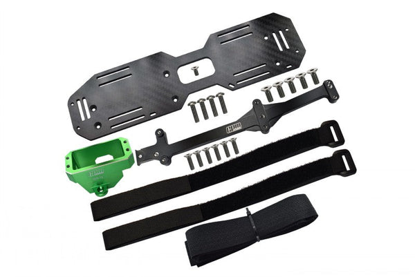 Aluminum 7075-T6 Servo Mount And Carbon Fiber Battery Compartment For Traxxas 1/8 4WD Sledge Monster Truck 95076-4 - 22Pc Set Green