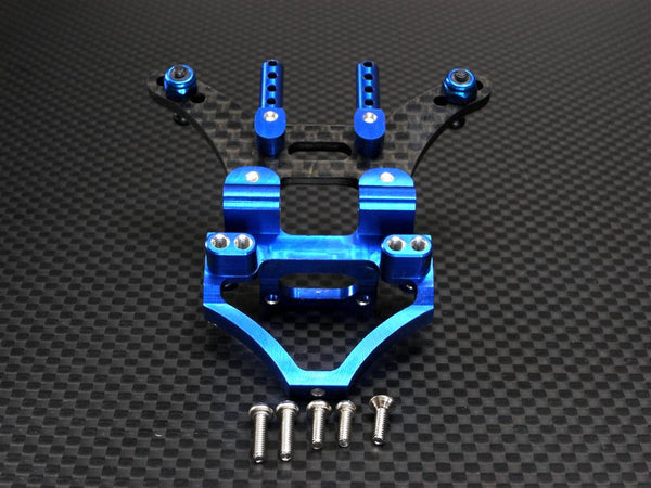 Team Losi Mini-T Graphite Rear Damper Plate With Aluminum Mount & Body Posts - 1 Set Blue